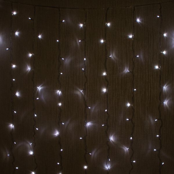 Світлодіодна гірлянда-завіса, 300 LED, холодне біле світло, 8 режимів, живлення мережа, IP20 (650224) 650224 фото