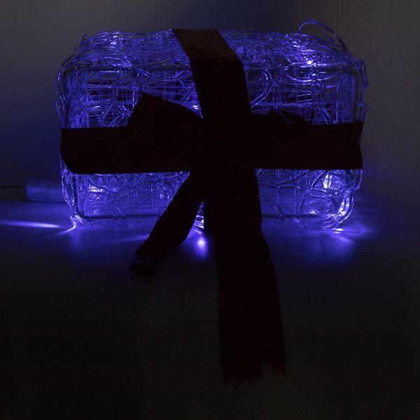 Світлодіодна декорація подарункова коробка, розмір 11 см, 20 LED, блакитне світло, колір прозорий, акрил, пластик, живлення мережа, IP20 (040865) 040865 фото