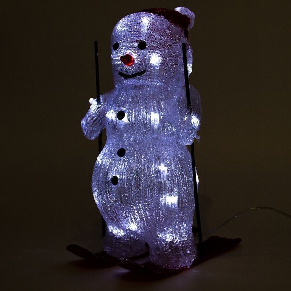 Світлодіодна декорація сніговик, розмір 20&times;16&times;28,5 см, 7 LED, біле світло, колір прозорий, білий, акрил, живлення мережа, IP44 (140403) 140403 фото