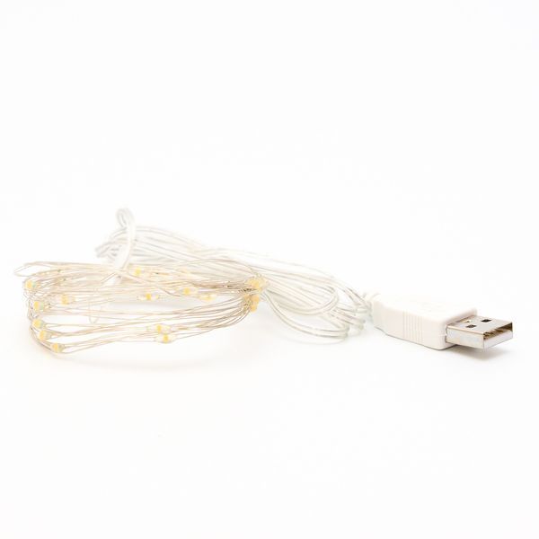 Светодиодная гирлянда, 30 LED, USB, теплый белый свет, для помещения (721381) 721381 фото
