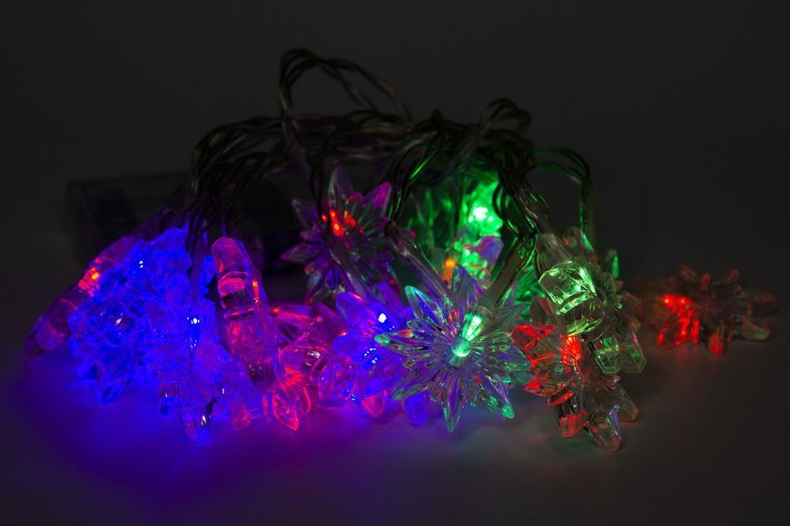 Світлодіодна гірлянда з насадками, 20 LED, різнокольорове світло, 8 режимів, живлення батарейки, мережа, IP20 (651894) 651894 фото