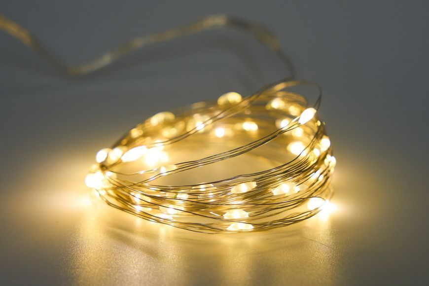 Светодиодная гирлянда линейная, длина 5 м, 50 LED, теплый белый свет, 8 режимов, питание USB, IP20 (721305) 721305 фото