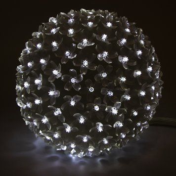 Светодиодная декорация светящийся шар, размер 23 см, 200 LED, белый свет, цвет белый, пластик, питание сеть, IP20 (650637) 650637 фото