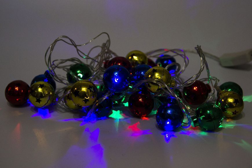 Светодиодная гирлянда пластиковые шарики, длина 3,6 м, 24 LED, разноцветный свет, 8 режимов, питание сеть, IP44 (041282) 041282 фото