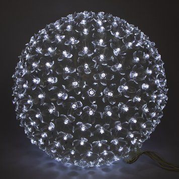 Светодиодная декорация светящийся шар, размер 34 см, 300 LED, белый свет, цвет белый, пластик, питание сеть, IP20 (650644) 650644 фото