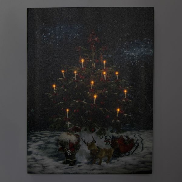 Светящаяся картина - Ёлка со светящимися свечами, 12 LED ламп, 40x30x1,8 см (940010) 940010 фото