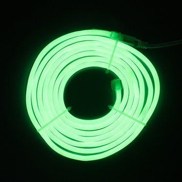 Неоновая гибкая трубка, размер 3 м, 2835 LED, теплый белый свет, цвет зеленый, белый, питание батарейки, сеть, IP20 (950040) 950040 фото
