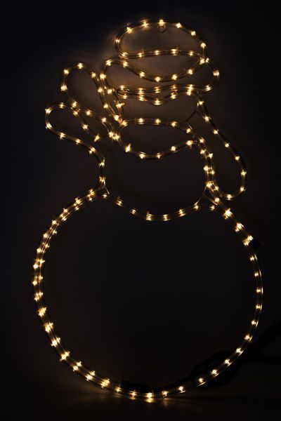 Светодиодная декорация снеговик, размер 64,5&times;40 см, 7 LED, теплый белый свет, цвет белый, пластик, дюралайт, питание сеть, IP44 (051779) 051779 фото