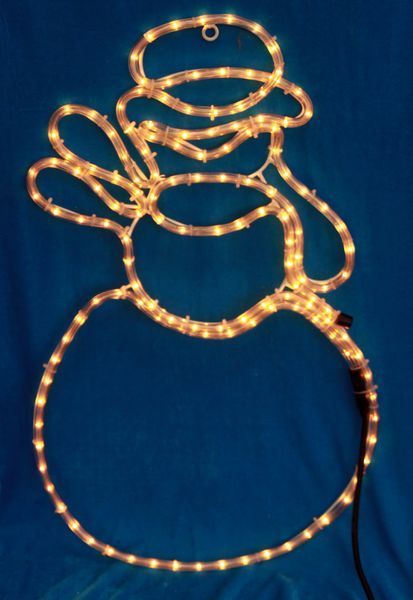 Светодиодная декорация снеговик, размер 64,5&times;40 см, 7 LED, теплый белый свет, цвет белый, пластик, дюралайт, питание сеть, IP44 (051779) 051779 фото