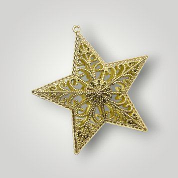 Ялинкова іграшка зірка, золотистий, 13 см, пластик (000494-2) 000494-2 фото