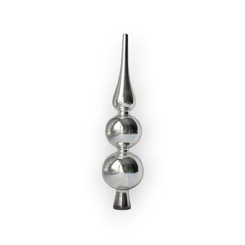 Верхушка на елку серебристая, 30 см, D7 см, стекло, глянцевая (390045-6) 390045-6 фото