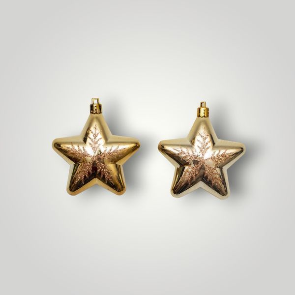 Набір ялинкових іграшок зірки, золотистий, 2 шт, 8 см, пластик (032891) 032891 фото
