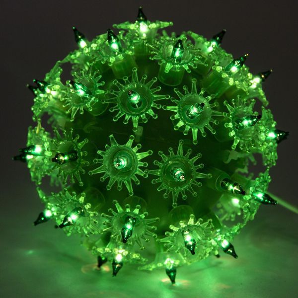 Светодиодная декорация светящийся шар, размер 12 см, 50 LED, зеленый свет, цвет зеленый, пластик, питание сеть, IP44 (050451) 050451 фото