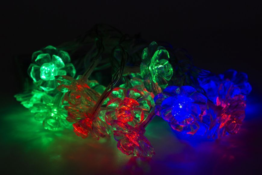 Світлодіодна гірлянда з насадками, 20 LED, синє світло, 8 режимів, живлення батарейки, мережа, IP20 (651887) 651887 фото