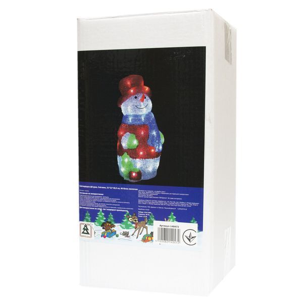 Новорічна LED декорація сніговик, 21&times;21&times;40,5 см, білий, акрил, IP44 (140472) 140472 фото