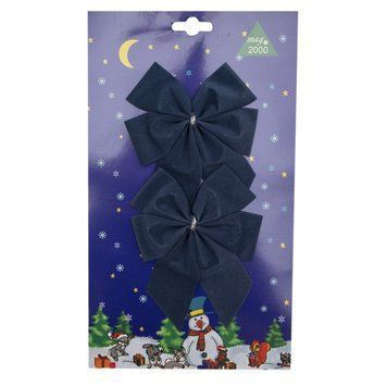Набір ялинкових бантів синій, 2 шт, 11x11 см, текстиль (471072-8) 471072-8 фото