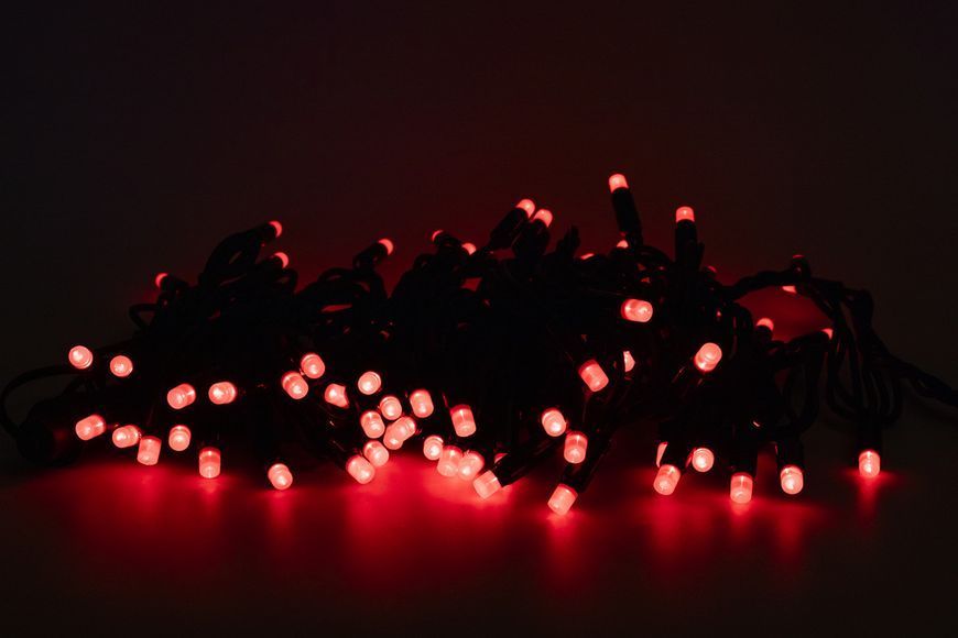 Светодиодная гирлянда линейная, длина 10 м, 100 LED, красный свет, 8 режимов, питание сеть, IP44 (040643) 040643 фото